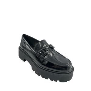 ALDO Mazey Black Patent Platform Loafers Chunky Lug Sole Horsebit Women Size 10